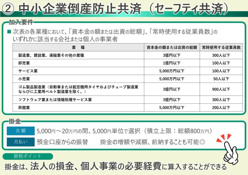 中小企業倒産防止共済（セーフティ共済）の節税ポイント